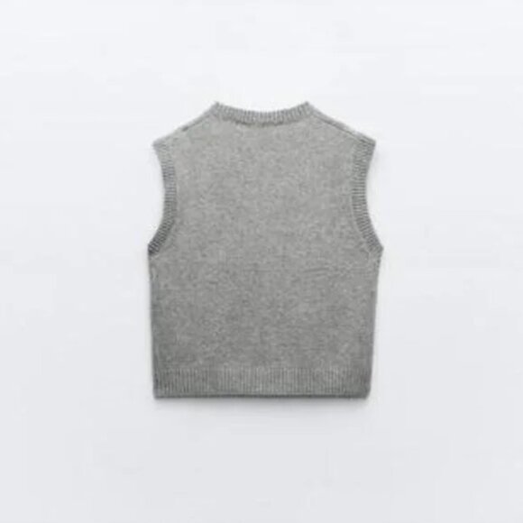 NWT ZARA SOFT KNIT VEST GRAY MARL - Picture 3 of 9